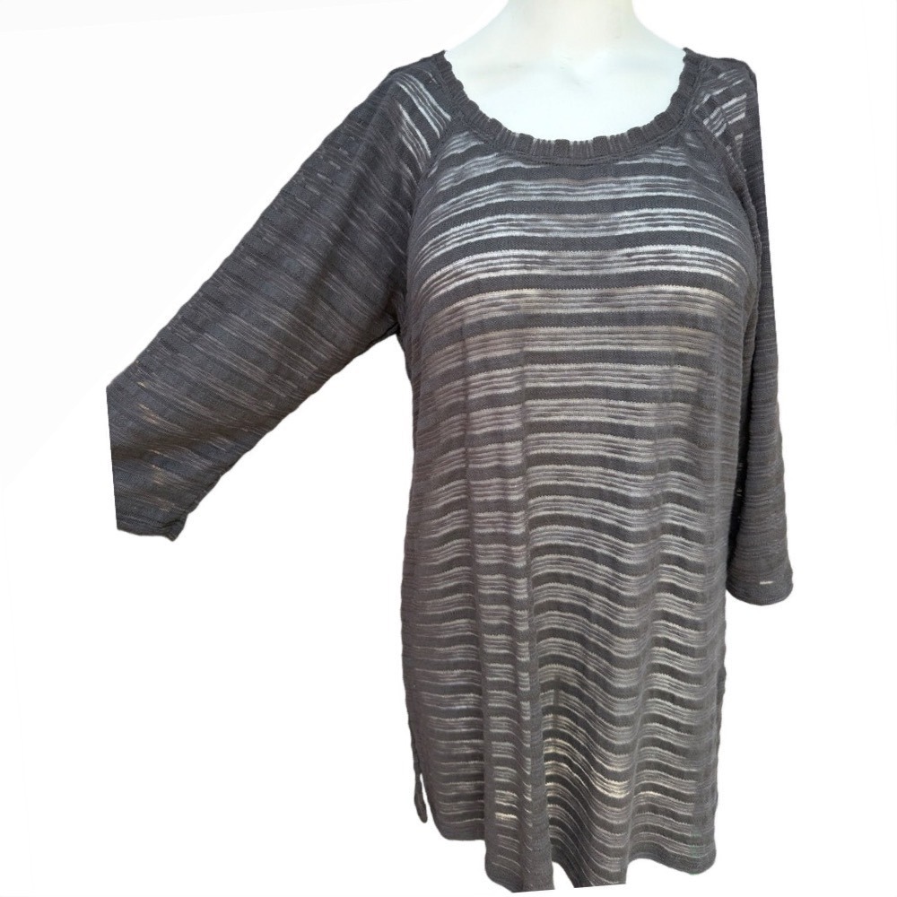 J Valdi XL Black Rib Onionskin Tunic Dress Beach Cover Up Vacation Resort Trendy